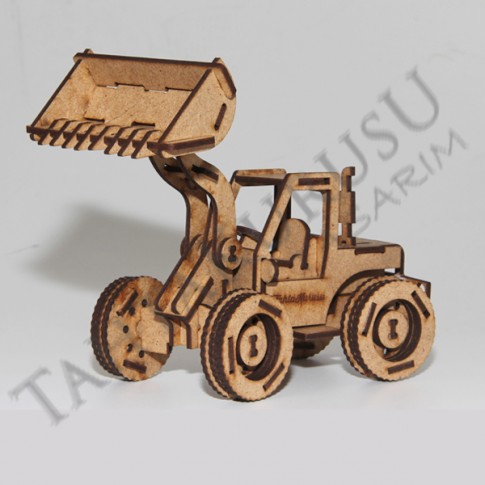3D Ahşap Lazer Kesim Puzzle Buldozer